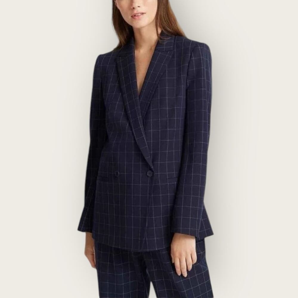 NWT | Club Monaco | Windowpane Blazer | Navy/White | Size 00 | $298 Retail